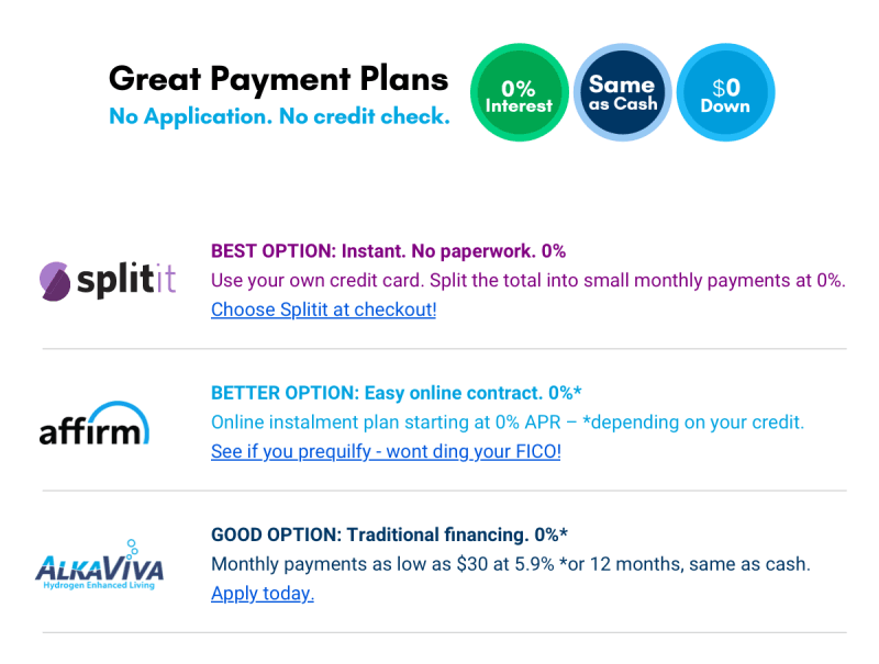 AlkaViva Payment Plans Ultra Water Payment Plans